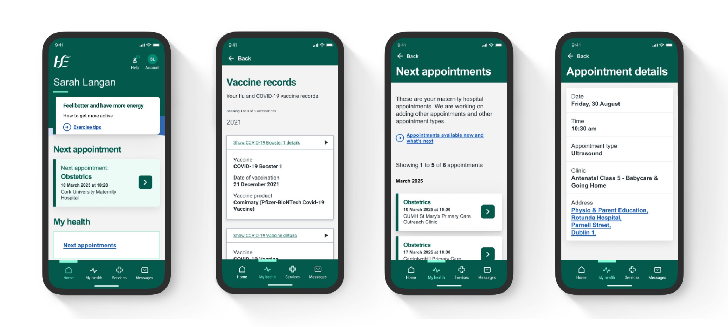 screenshots of HSE Health App